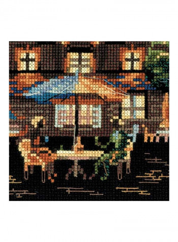 Evening Cafe Counted Cross Stitch Kit Black/Brown/Blue