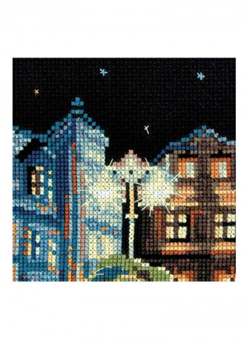 Evening Cafe Counted Cross Stitch Kit Black/Brown/Blue