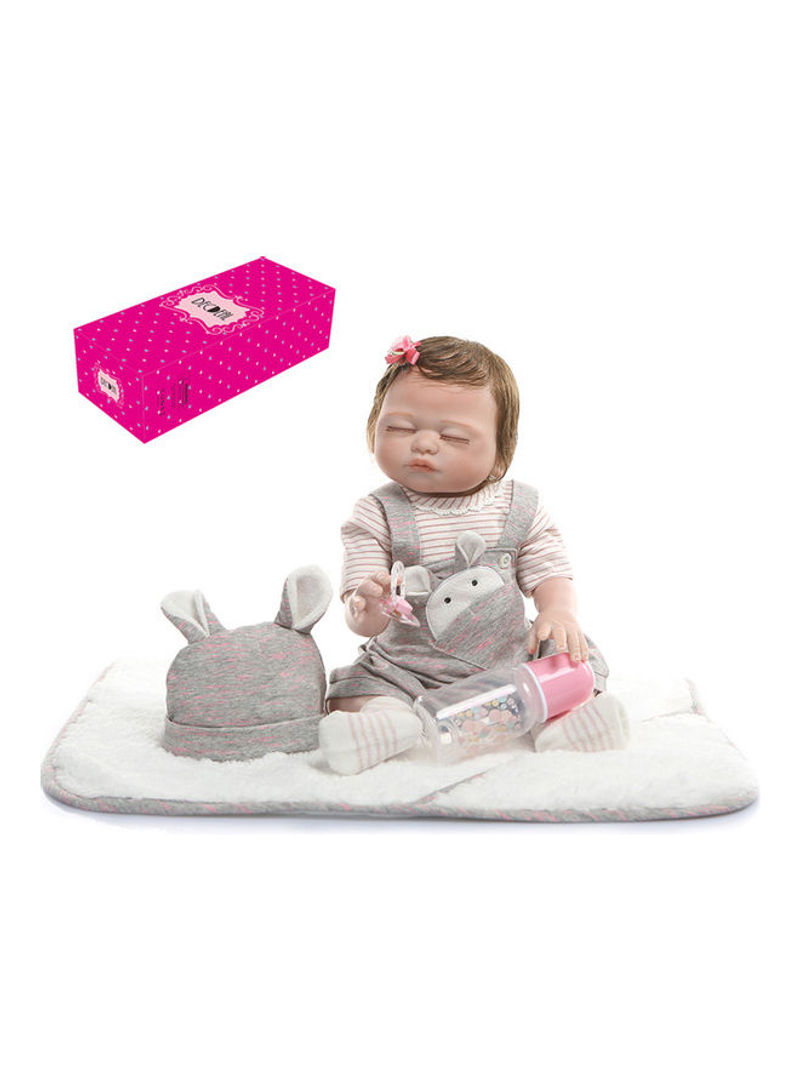 Reborn Baby Doll with Grey Rabbit Outfit 43.3x15x24.5cm