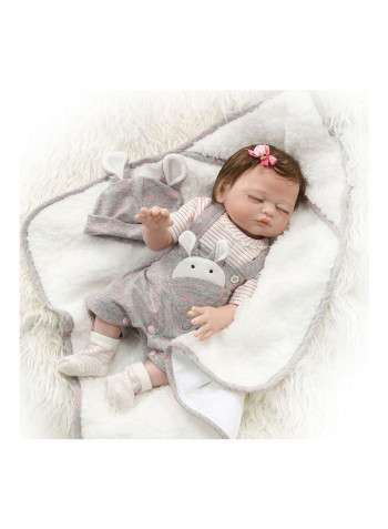 Reborn Baby Doll with Grey Rabbit Outfit 43.3x15x24.5cm