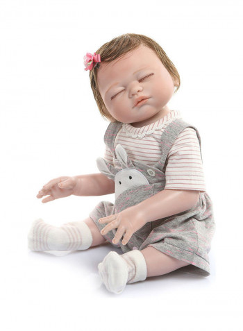 Reborn Baby Doll with Grey Rabbit Outfit 43.3x15x24.5cm