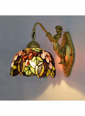 Retro Stained Glass Aisle Grape Wall Lamp Multicolour