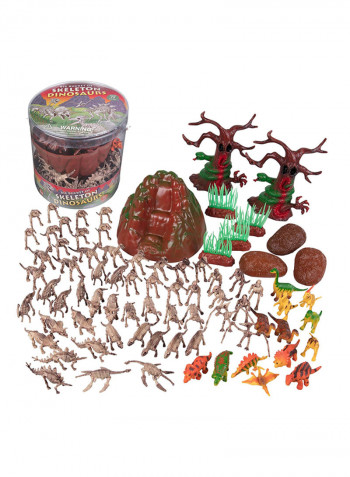 Big Bucket Of Skeleton Dinosaurs Statue Set