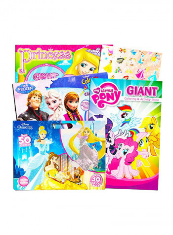 Disney MLP Coloring Book Super Set for Girls -- 4 Giant Coloring Books Featuring Disney Princess, Frozen and My Little Pony (Includes Disney Princess Stickers)