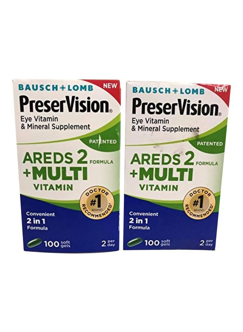 Pack Of 2 Preservision Areds 2 Eye Vitamin And Supplement - 100 Soft Gel