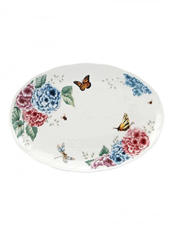 Porcelain Oval Platter White/Red/Blue 16x10x1inch