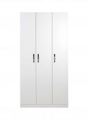 3-Door Wardrobe White 91 x 182 x 47centimeter