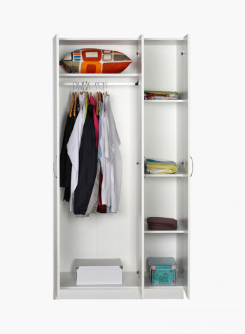 3-Door Wardrobe White 91 x 182 x 47centimeter