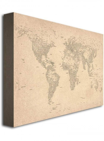 World Map Of Cities Canvas Wall Art Beige 22 x 32inch