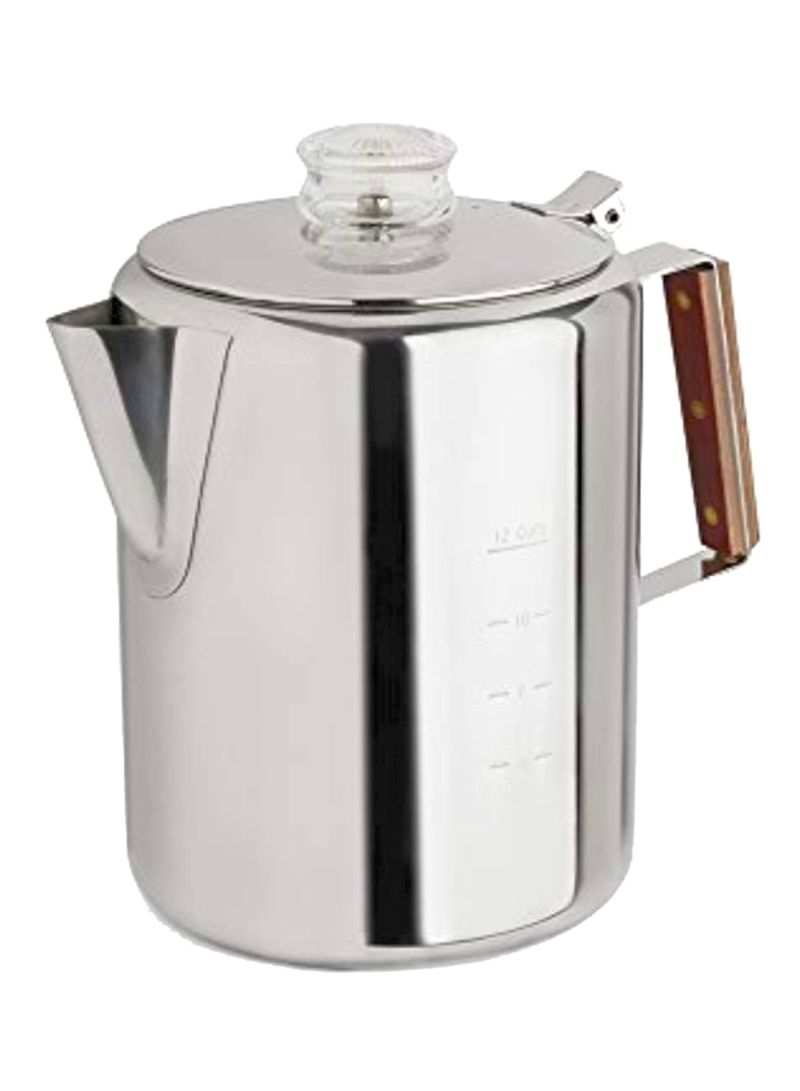 Stainless Steel Coffee Percolator Silver/Brown 9.75x8.75x5.5inch