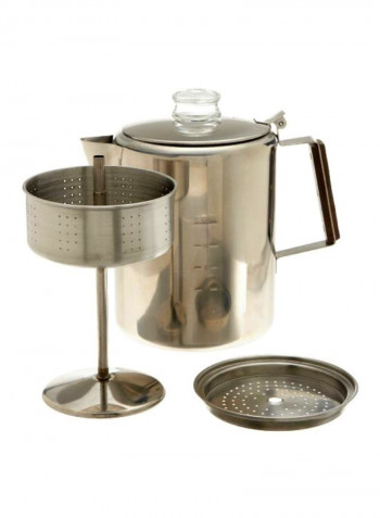Stainless Steel Coffee Percolator Silver/Brown 9.75x8.75x5.5inch
