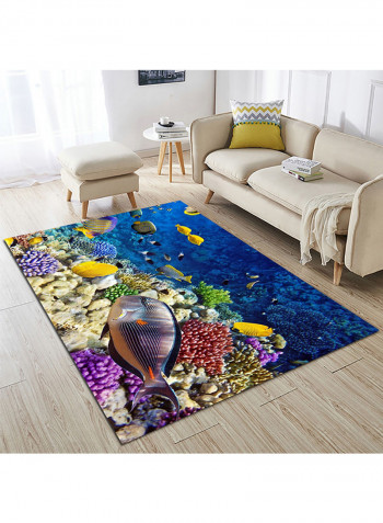 1-Piece Tropical Sea Glass Fish Sea World Pattern Anti-Skidding Home Carpet Multicolour 80X180centimeter
