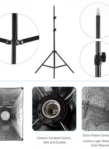 Professional Studio Soft Box LED Lighting Kit Black/White
