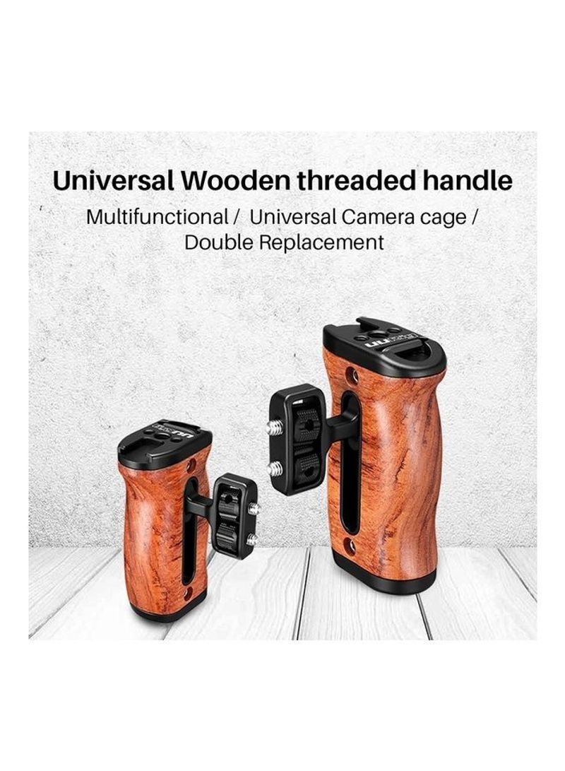 Universal Wooden Threaded Handle For Camera Cage Brown/Black