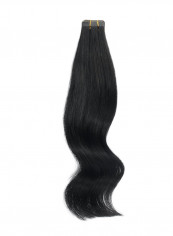 20-Piece Wavy Remy Tape In Human Hair Extension Jet Black #1 18inch
