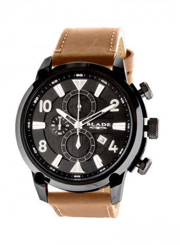 Men's Leather Analog Wrist Watch 3554G1NND