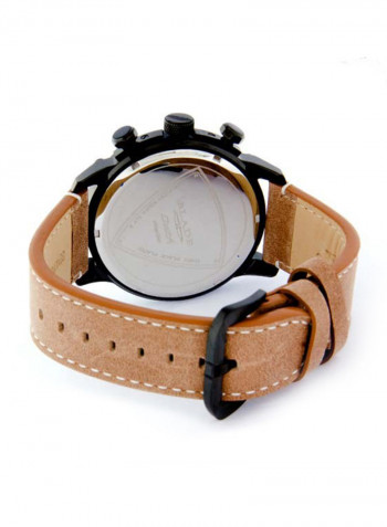 Men's Leather Analog Wrist Watch 3554G1NND