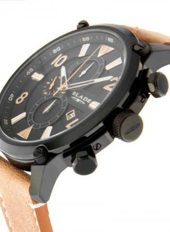 Men's Leather Analog Wrist Watch 3554G1NND