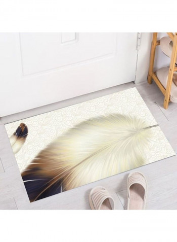 Feather Themed Modern Rug White/Brown 40x60cm