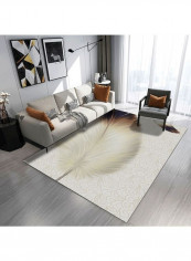 Feather Themed Modern Rug White/Brown 140x200cm