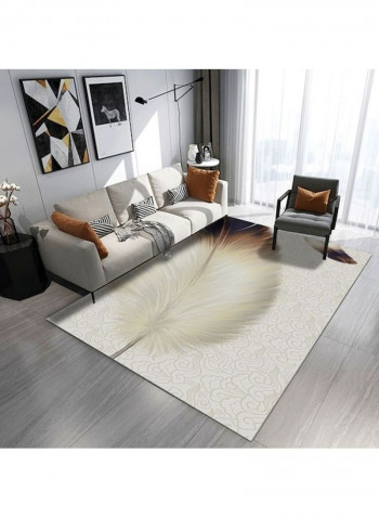Feather Themed Modern Rug White/Brown 140x200cm