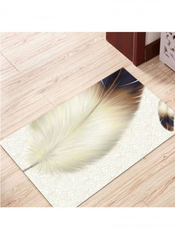 Feather Themed Modern Rug White/Brown 50x80cm