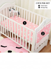 2-Piece Goose Printed Fitted Sheet And Storage Bag Set