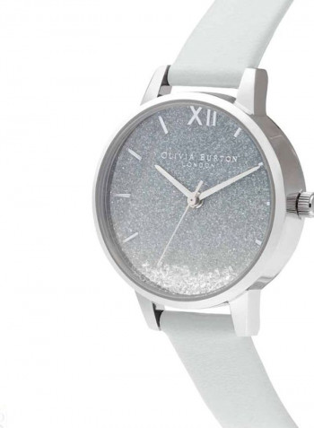 Women's Leather Wishing Wave Ombre Glitter Dial Analog Watch OB16US27