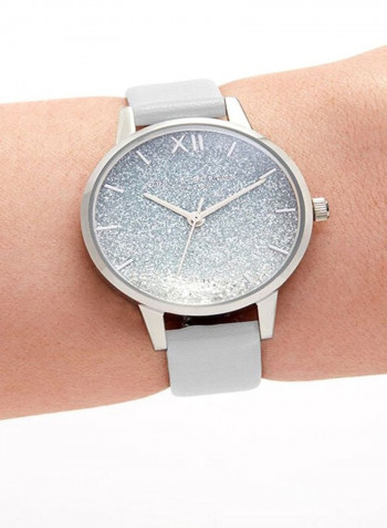 Women's Leather Wishing Wave Ombre Glitter Dial Analog Watch OB16US27