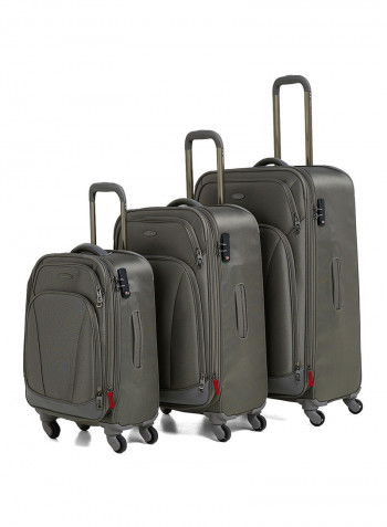 Softside 3 Piece Luggage Trolley Set Silver