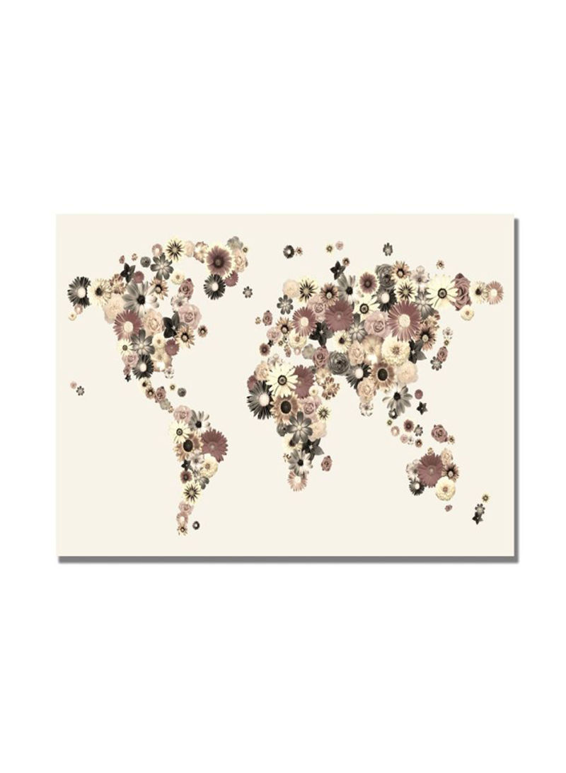 World Map Canvas Wall Art Multicolour 22 x 32inch