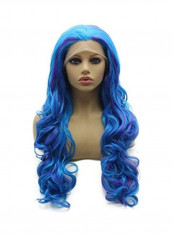 Brazilian Deep Wave Human Hair Bundles With Closure Jaycee Wig Blue 8inch