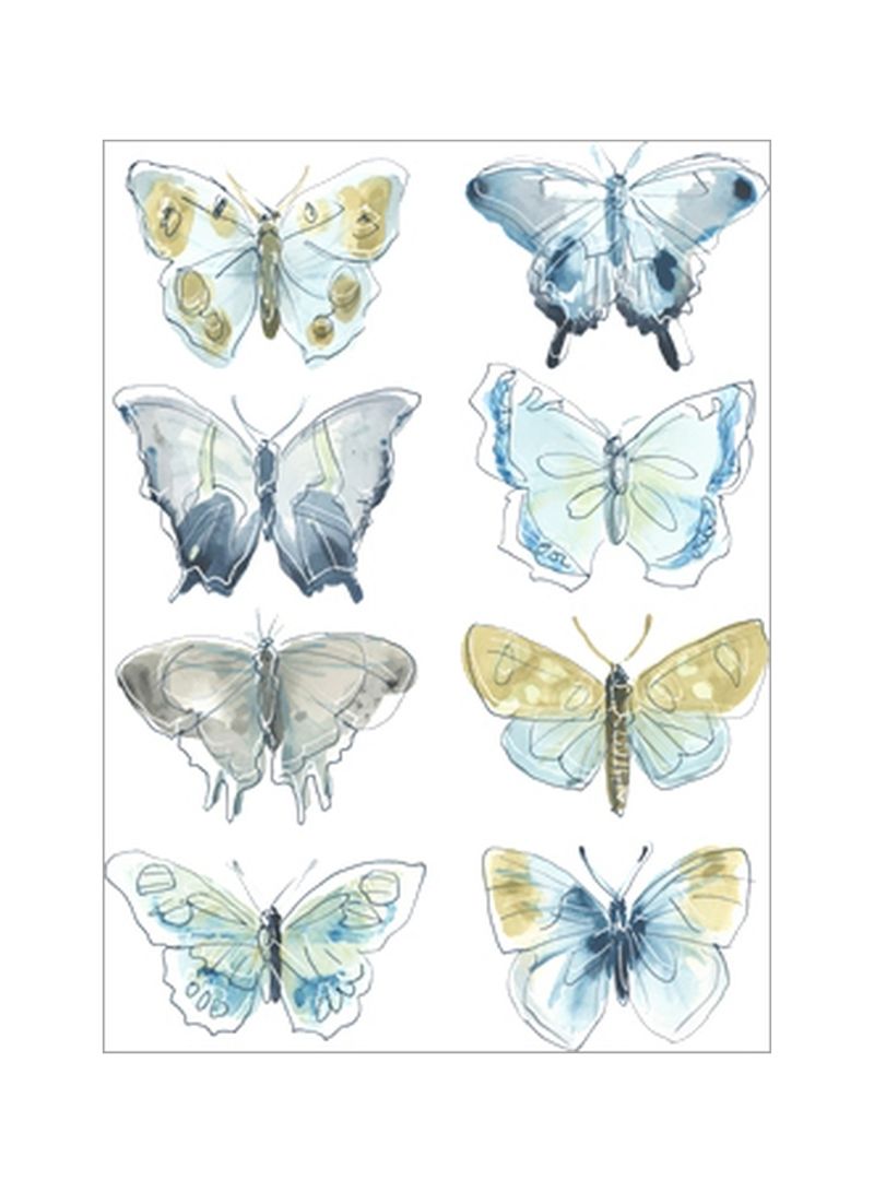 Butterfly Blues I Wall Poster Blue/Grey/Yellow 80x90x3.5centimeter