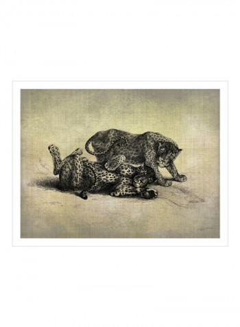 Big Cats II Wall Poster Grey/Beige/Black 90x80x3.5centimeter