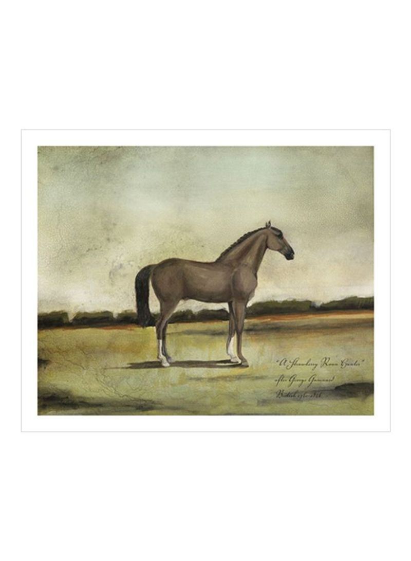 A Strawberry Roan Hunter Wall Poster White/Green/Brown 85x80x3.5centimeter