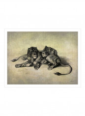 Big Cats III Wall Poster Grey/Beige/Black 90x80x3.5centimeter