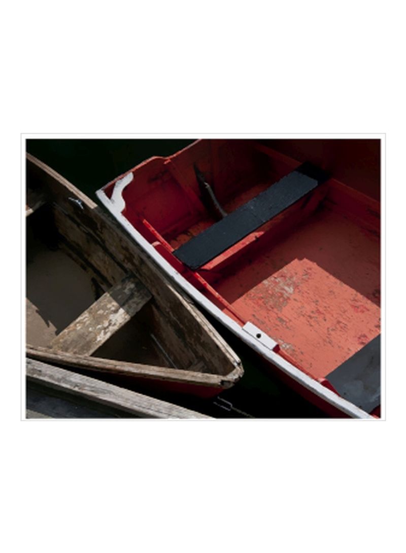 Wooden Rowboats IX Wall Poster Red/Brown 90x70x3.5centimeter