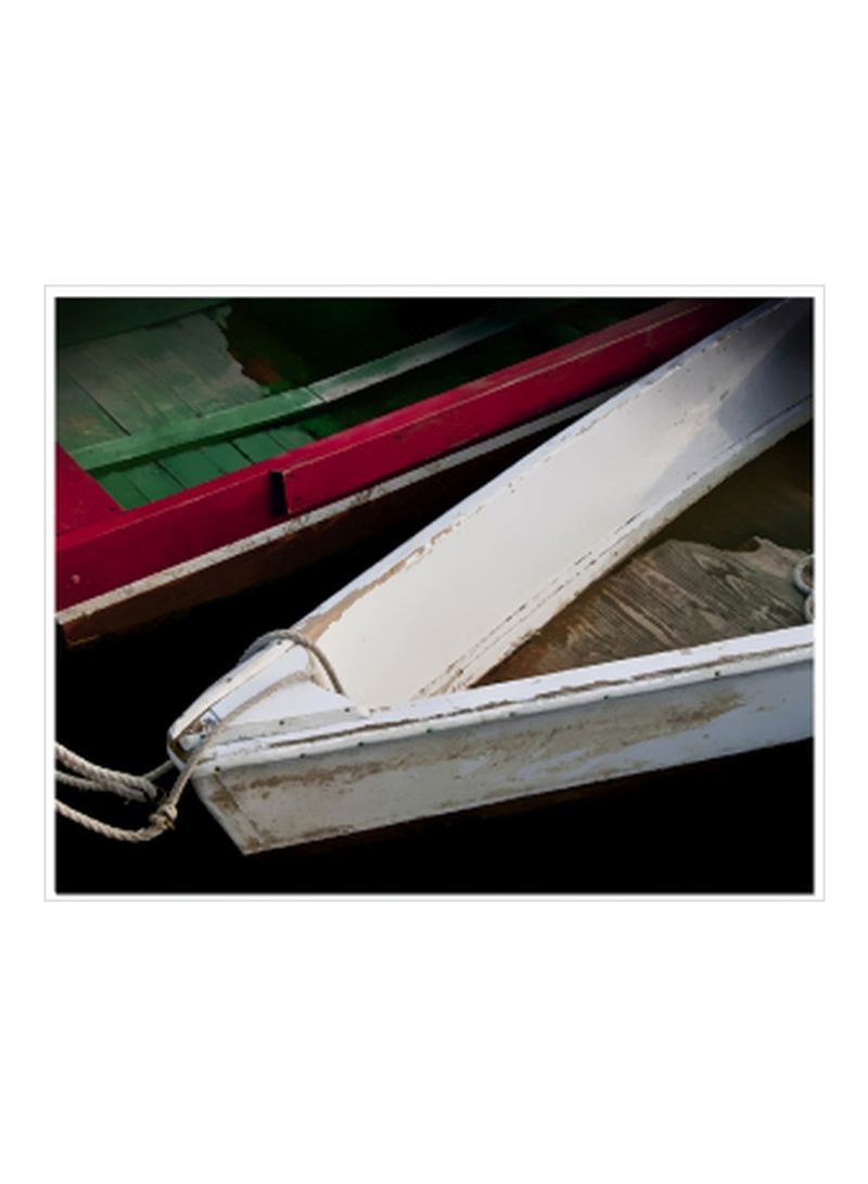 Wooden Rowboats VI Wall Poster White/Red/Green 90x70x3.5centimeter