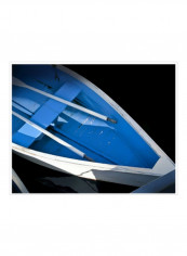 Wooden Rowboats XVI Wall Poster Blue/White/Black 90x70x3.5centimeter