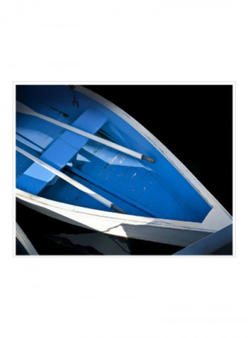 Wooden Rowboats XVI Wall Poster Blue/White/Black 90x70x3.5centimeter