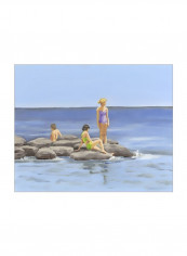 Beach Scene I Wall Poster Blue/Green/Purple 85x80x3.5centimeter