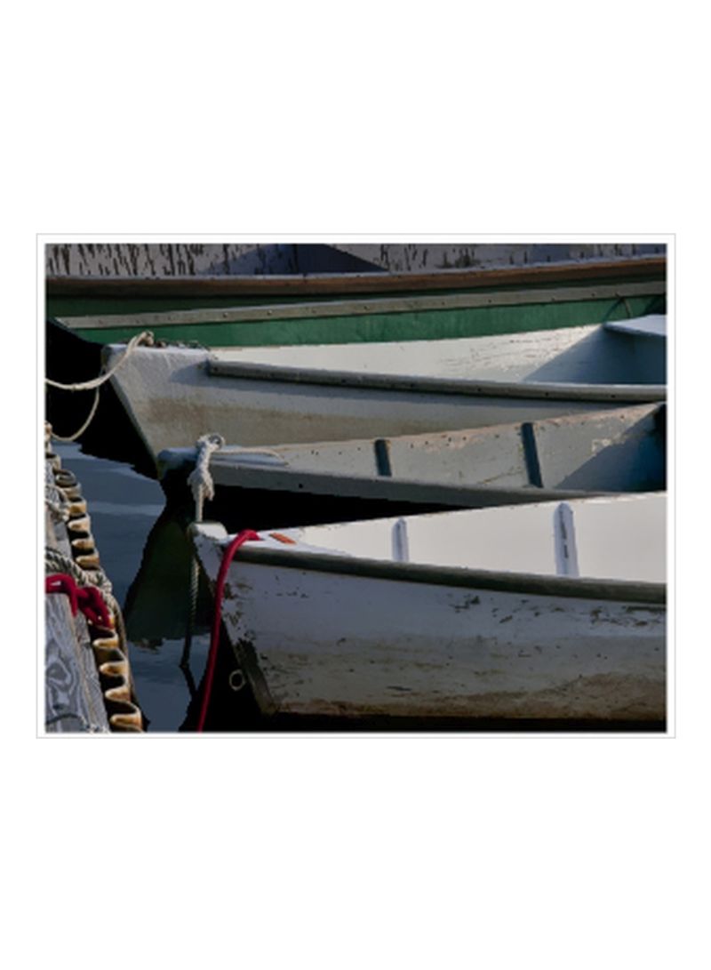 Wooden Rowboats VII Wall Poster White/Green/Black 90x70x3.5centimeter