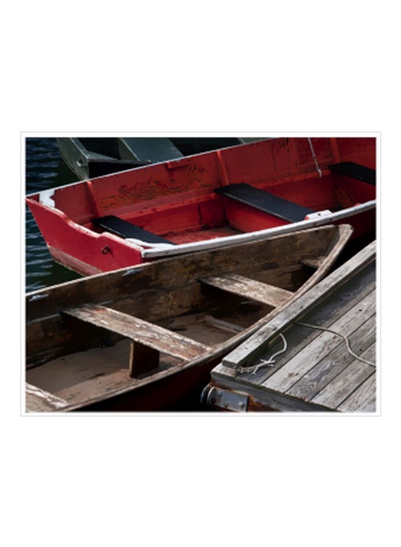 Wooden Rowboats X Wall Poster Red/Brown 90x70x3.5centimeter