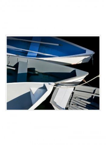 Wooden Rowboats XV Wall Poster Blue/Grey/White 90x70x3.5centimeter