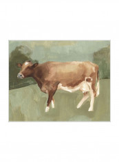 Bovine Field I Poster Brown/Green 85x80x3.5centimeter