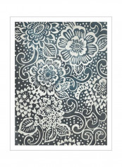 Floral Batik I Poster Blue/White 80x90x3.5centimeter