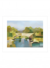 Park Bridge I Poster Green/Blue 90x80x3.5centimeter