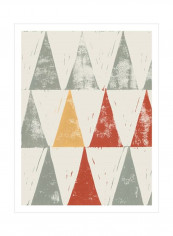 Fall Triad I Wall Poster Grey/Red/Yellow 80x90x3.5centimeter