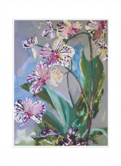 Maine Spring Flowers I Wall Poster Grey/Green/Pink 80x3.5x90centimeter