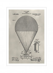 Patent Hot Air Balloon Poster Beige/Black 80x90x3.5centimeter